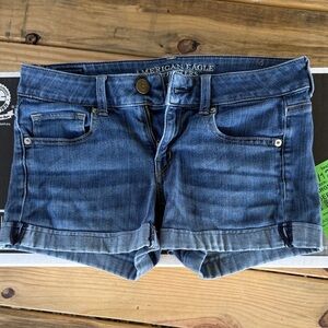 American Eagle Outfitters Women's Dark Blue Jean Shorts Super Stretch